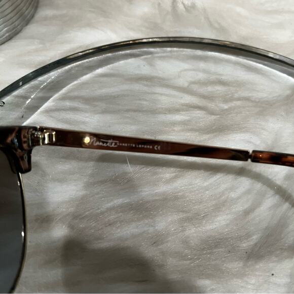 NEW Nanette Lepore Cat Eye Metal Frame Gradient Sunglasses Tortoise Gold NN201 - Picture 9 of 12